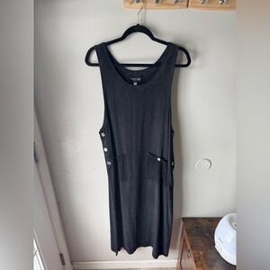 Vintage Froxx Black Tencel Rayon Pinafore Jumper Dress Size Medium